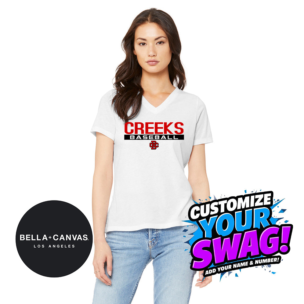 Bella + Canvas 6415 Ladies' Relaxed Triblend V-Neck T-Shirt - Creeks Baseball Club - CBC
