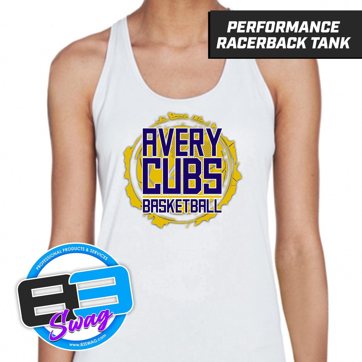 Avery Cubs Basketball - Women's Zone Performance Racerback Tank - 83Swag