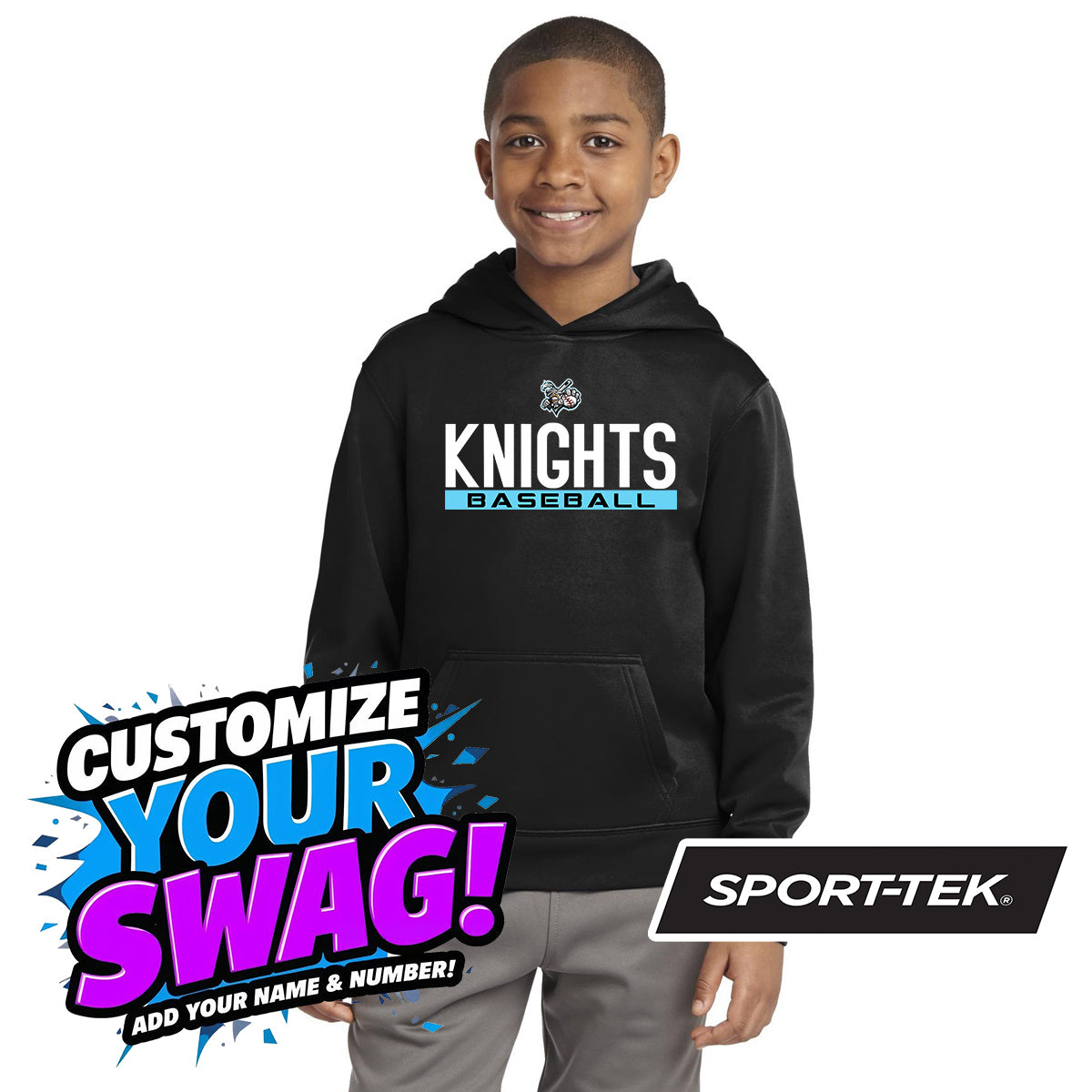 Sport-Tek Youth Sport-Wick Fleece Hooded Pullover YST244 - Knights Baseball