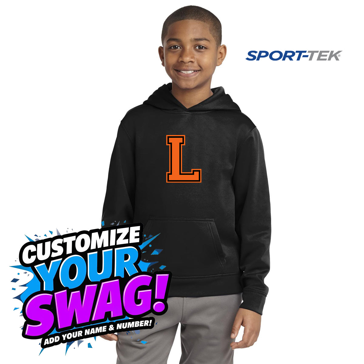 Sport-Tek Youth Sport-Wick Fleece Hooded Pullover - Longwood Wrestling