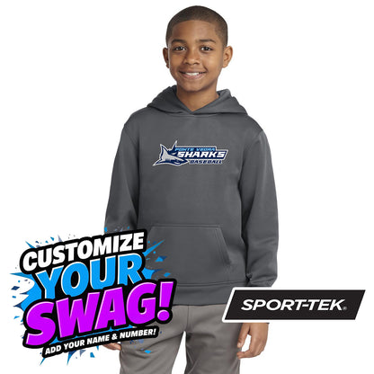 Sport-Tek Youth Sport-Wick Fleece Hooded Pullover YST244 - PVAA Sharks Baseball