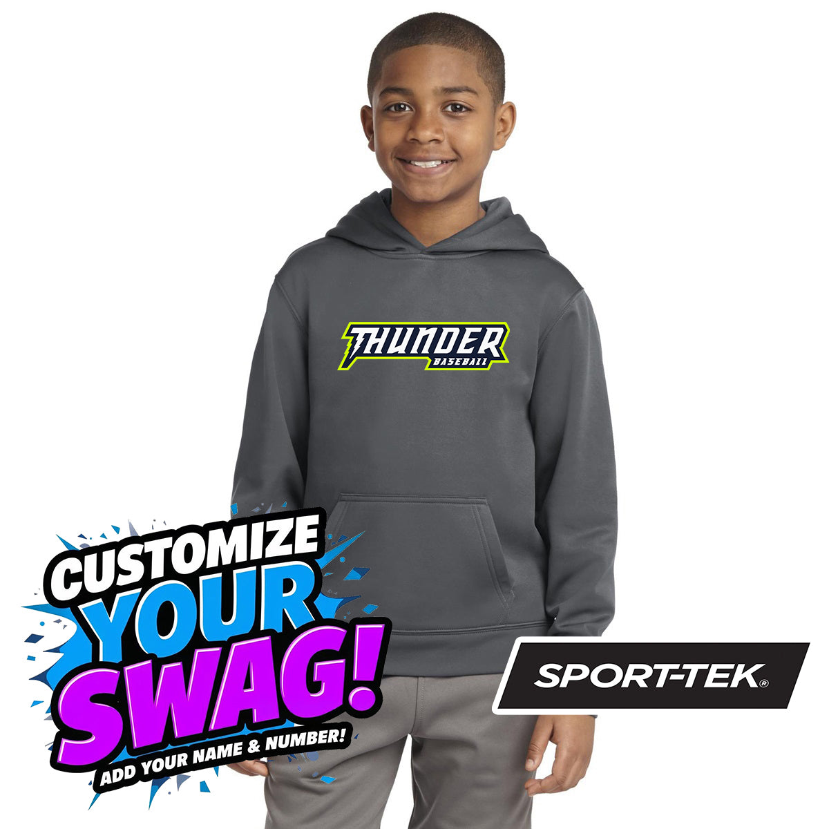 Sport-Tek Youth Sport-Wick Fleece Hooded Pullover YST244 - Ponte Vedra Thunder Baseball
