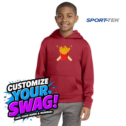 Sport-Tek Youth Sport-Wick Fleece Hooded Pullover - Team Rally Fries Baseball