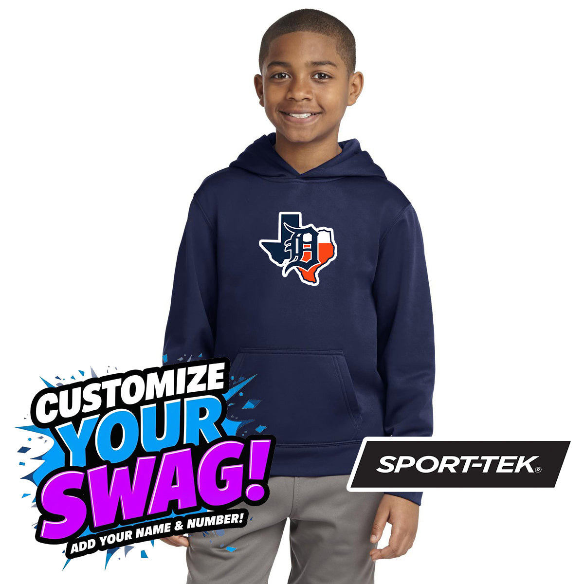 Sport-Tek Youth Sport-Wick Fleece Hooded Pullover YST244 - Dallas Tigers Baseball
