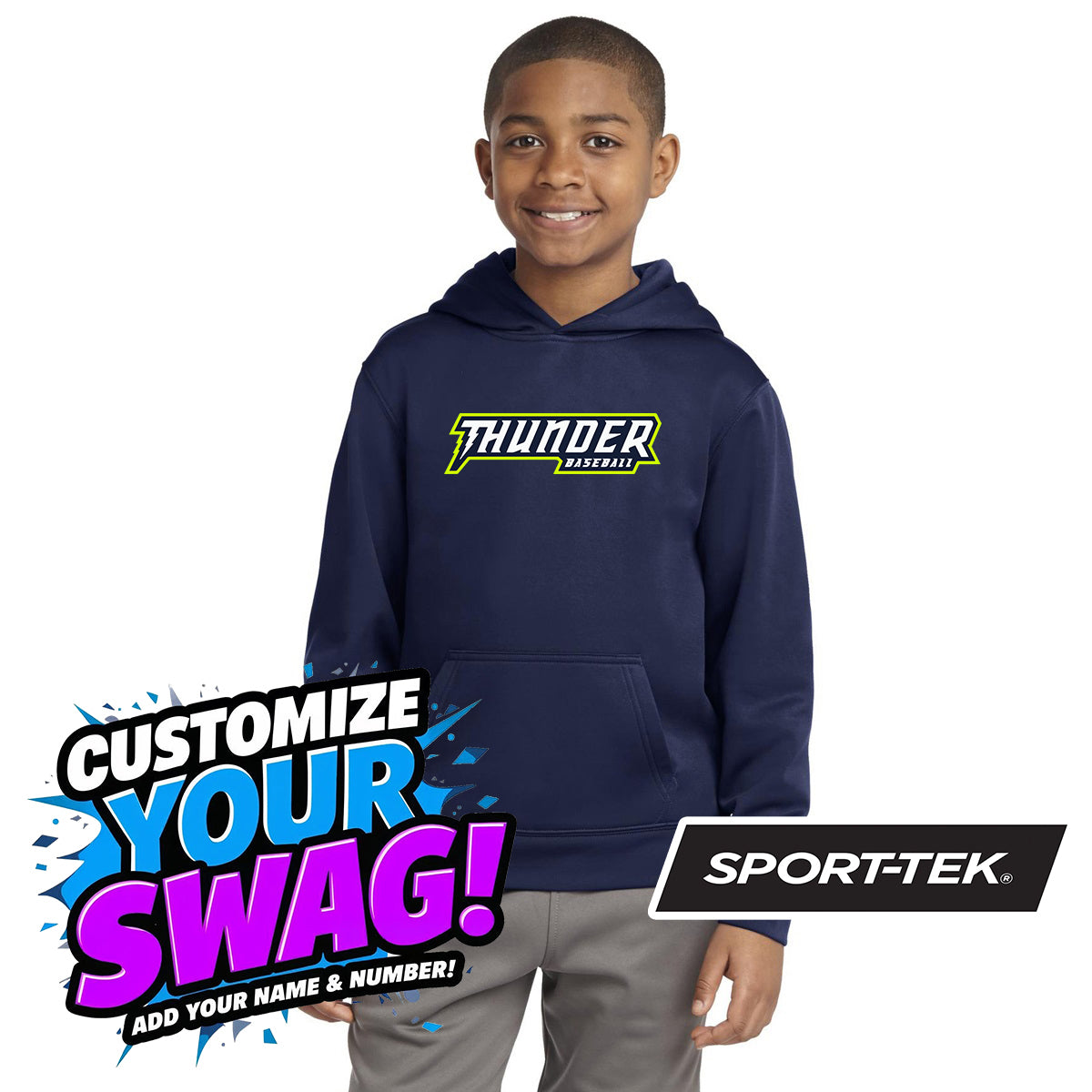 Sport-Tek Youth Sport-Wick Fleece Hooded Pullover YST244 - Ponte Vedra Thunder Baseball