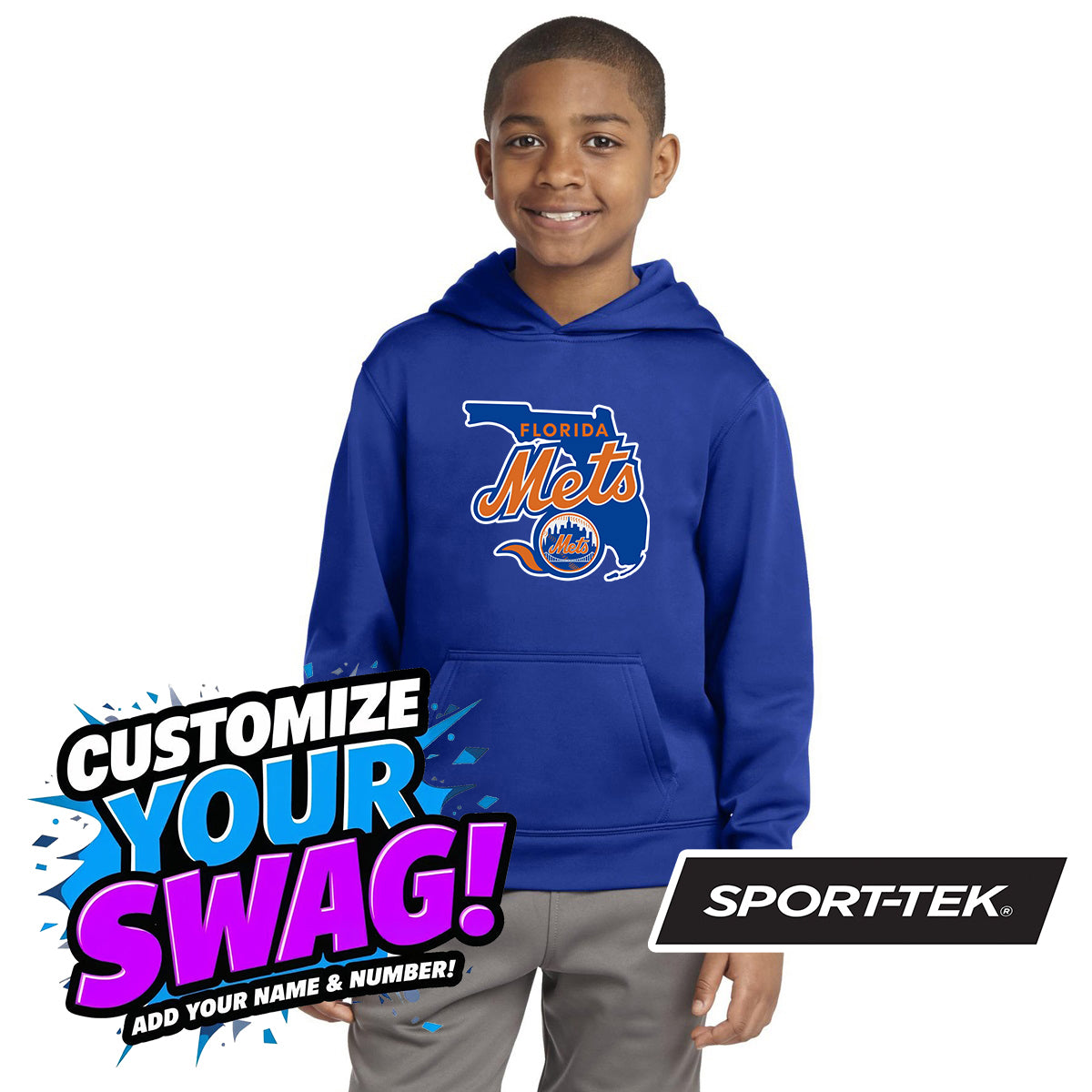 Sport-Tek Youth Sport-Wick Fleece Hooded Pullover YST244 - Florida Mets Baseball
