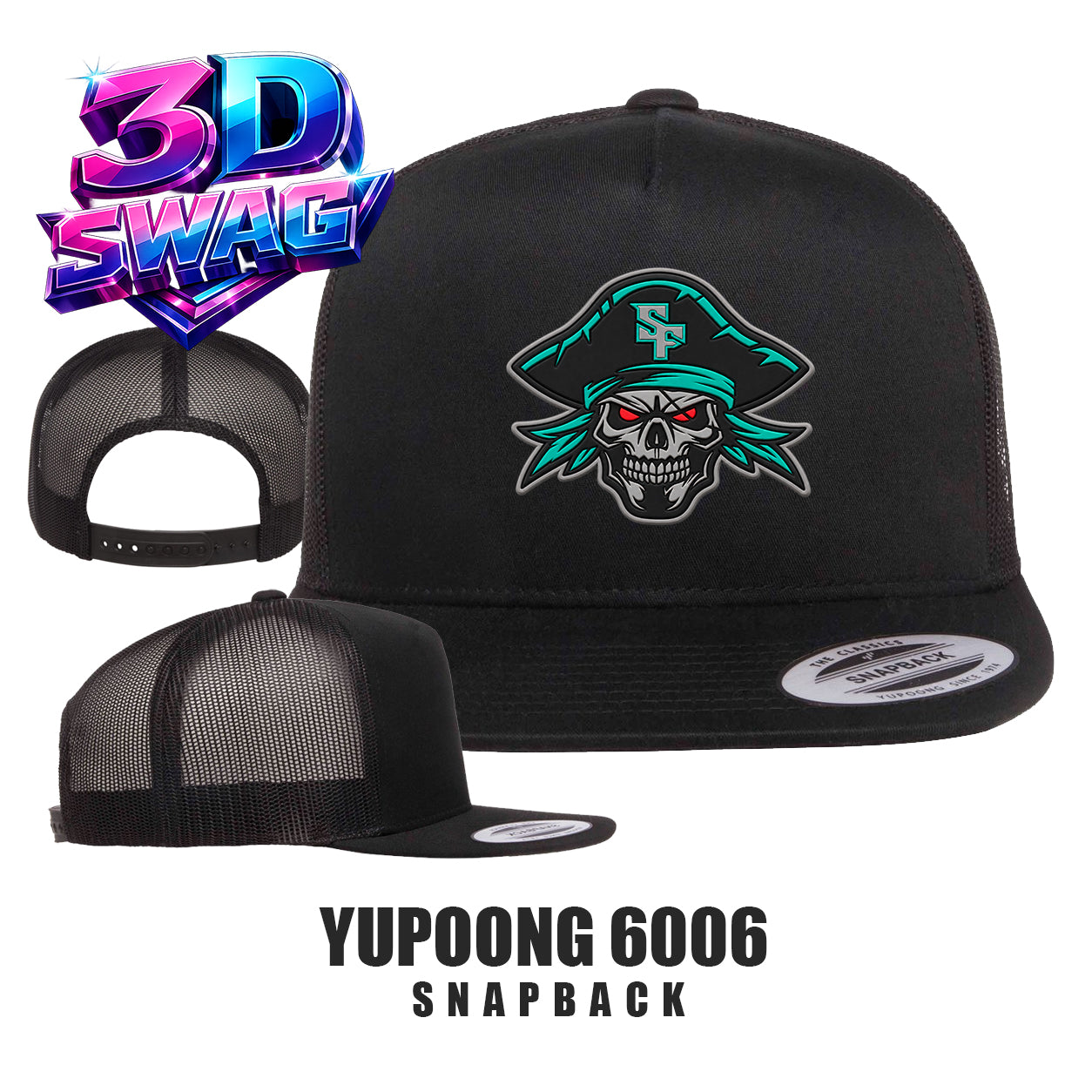 South Florida Pirates - Yupoong 6006 Adult 5-Panel Classic Trucker Cap