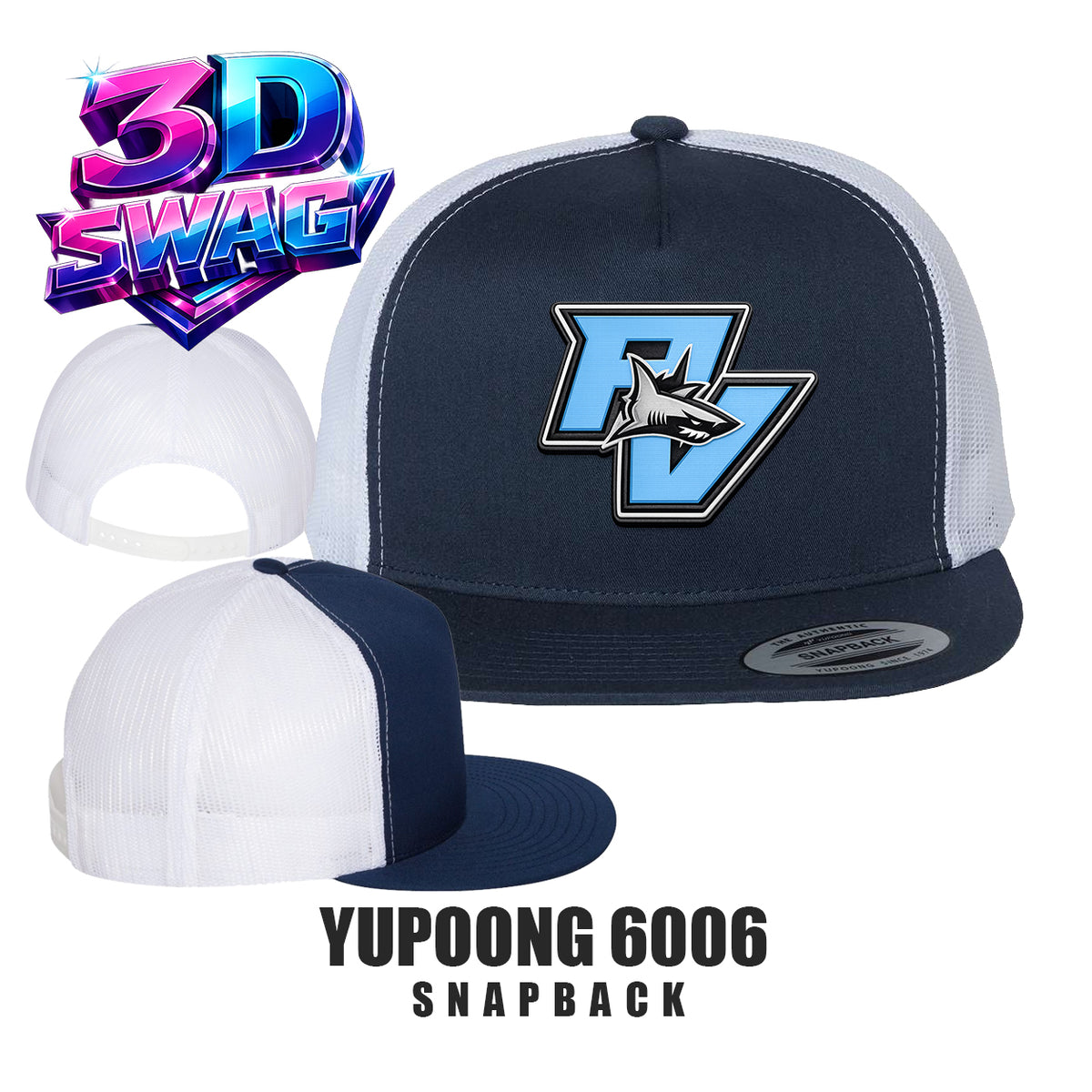 PV SHARKS - Yupoong 6006 Adult 5-Panel Classic Trucker Cap
