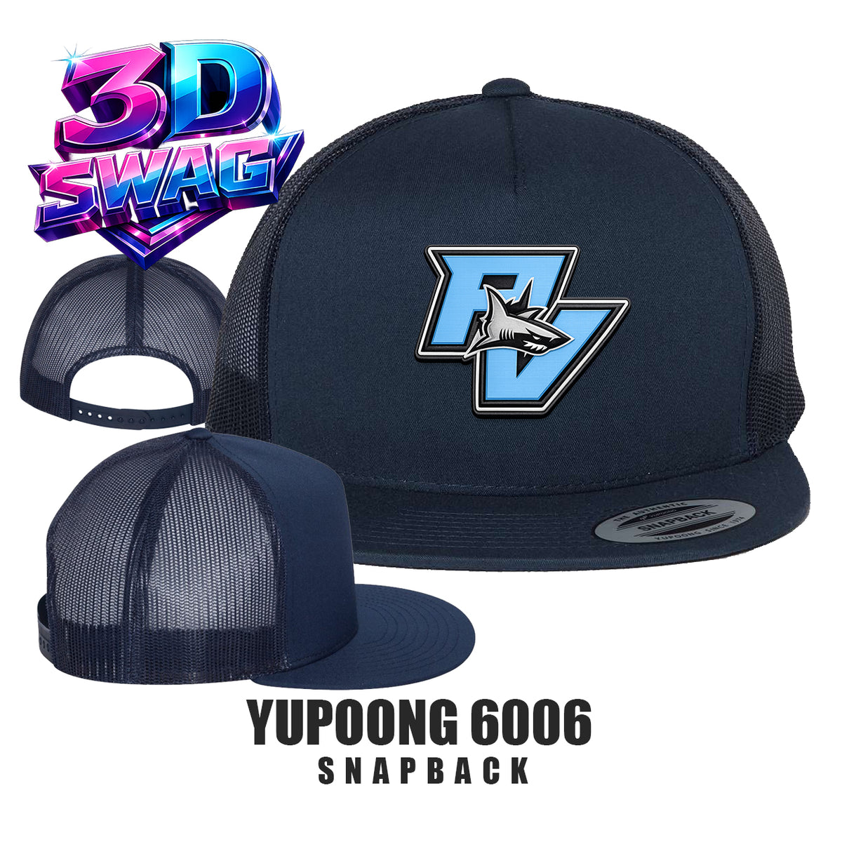 PV SHARKS - Yupoong 6006 Adult 5-Panel Classic Trucker Cap