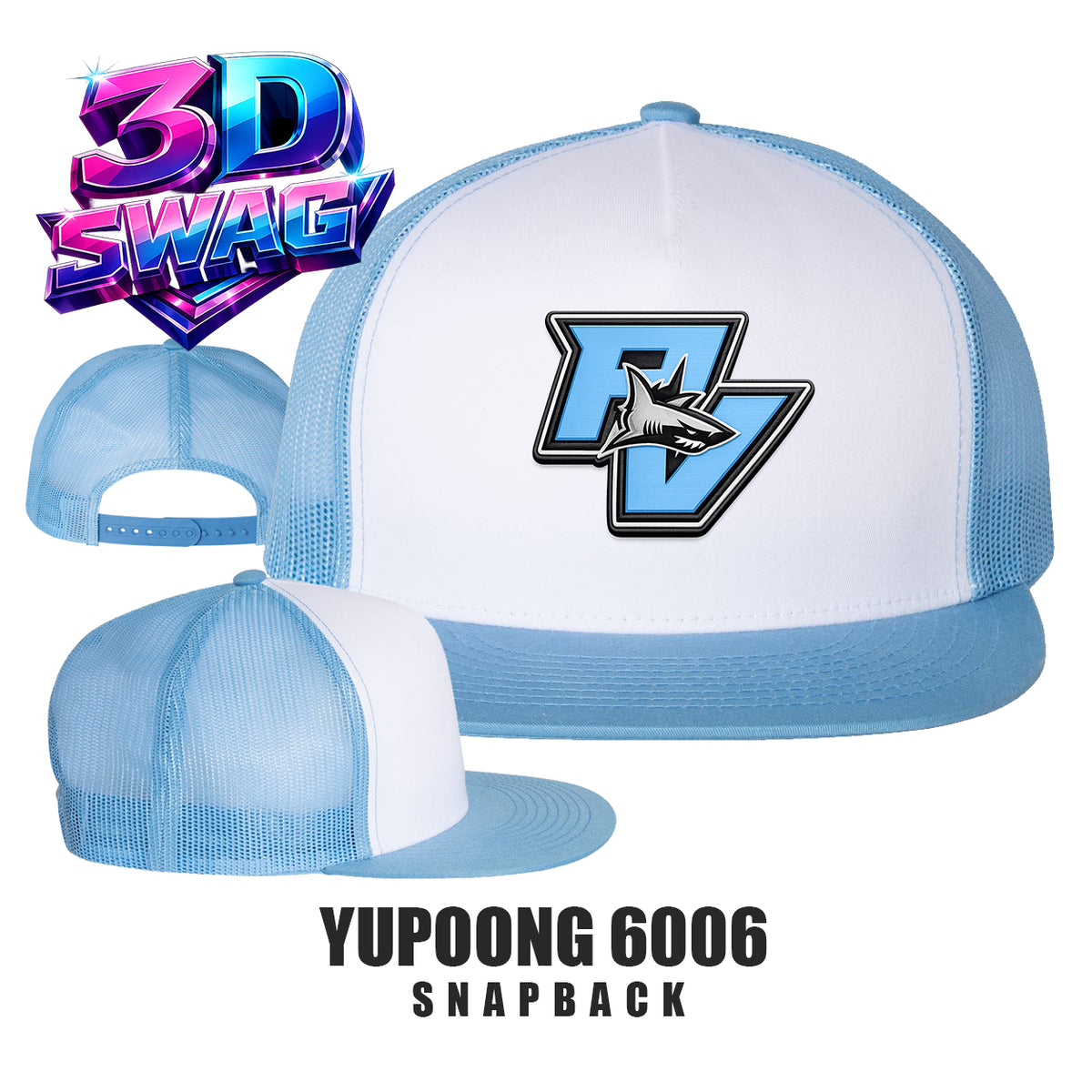 PV SHARKS - Yupoong 6006 Adult 5-Panel Classic Trucker Cap