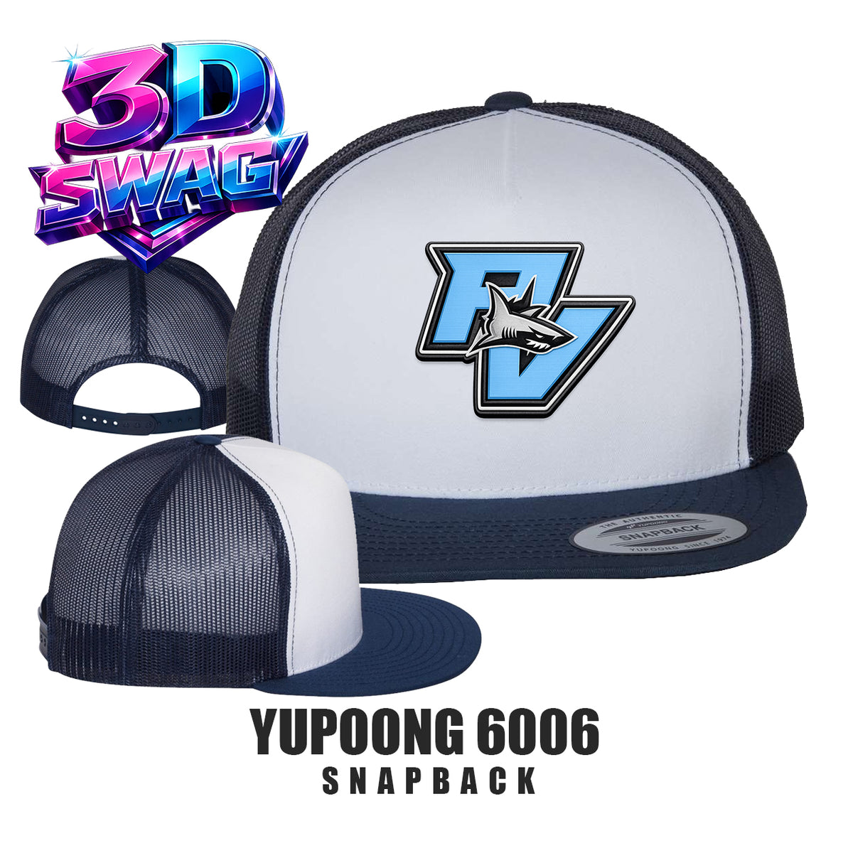 PV SHARKS - Yupoong 6006 Adult 5-Panel Classic Trucker Cap