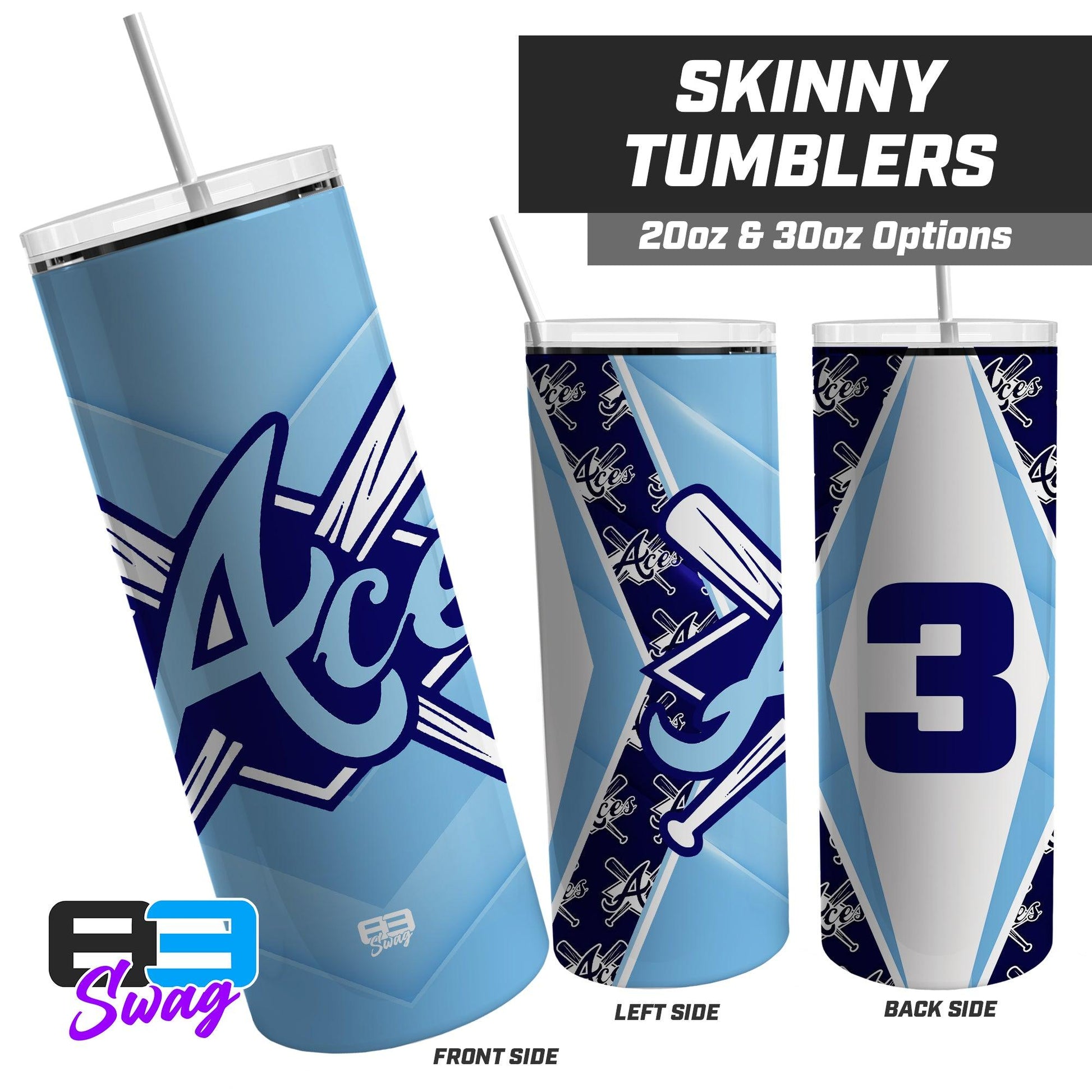 Aces Baseball - 20oz & 30oz Skinny Tumbler - 83Swag