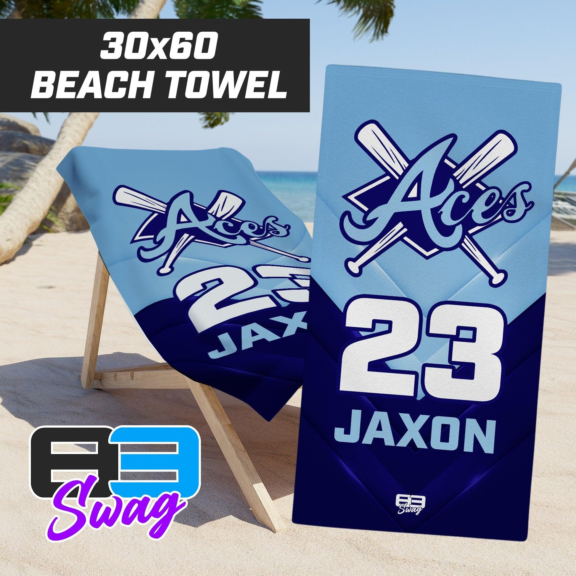 Aces Baseball - 30"x60" Beach Towel - 83Swag