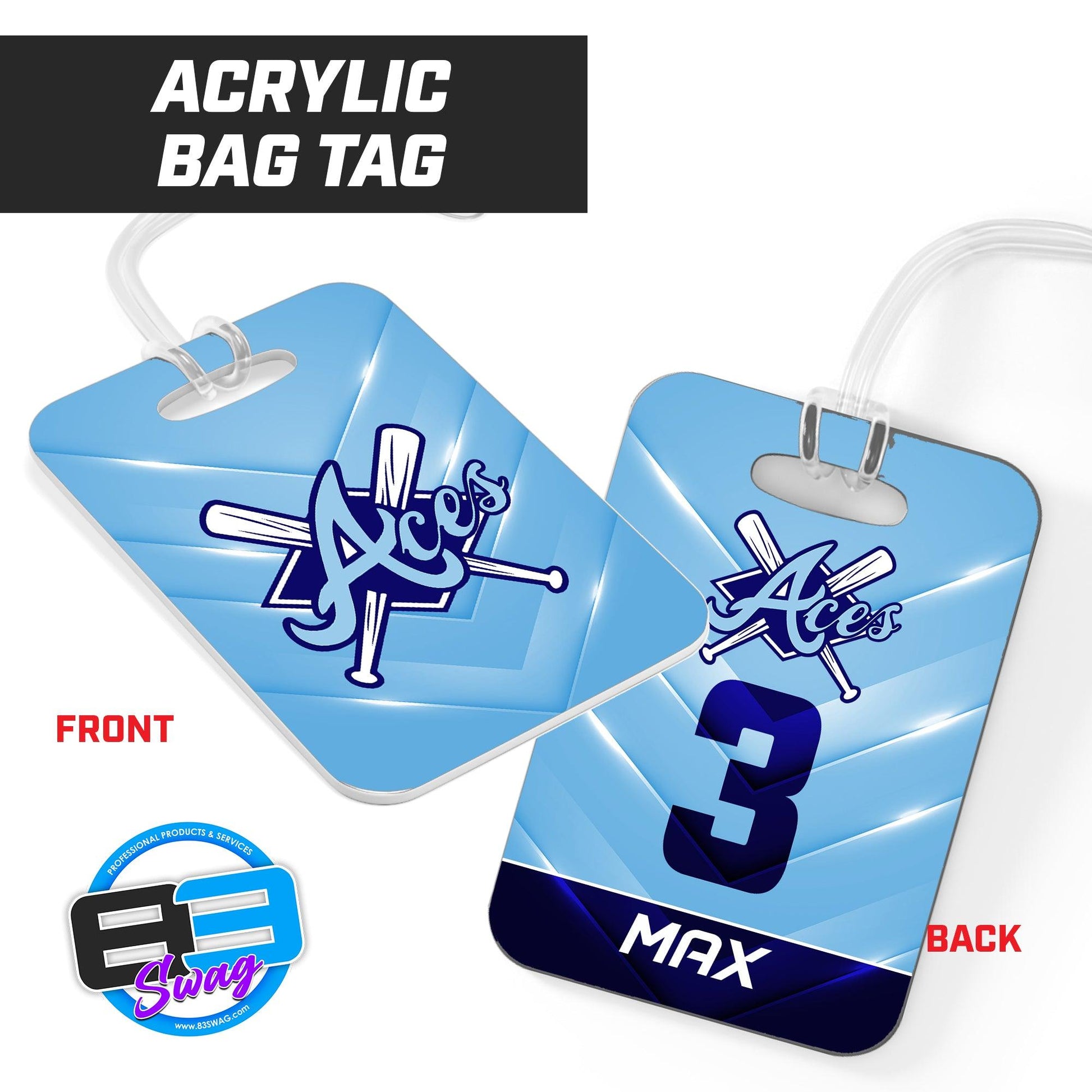 Aces Baseball - Hard Acrylic Bag Tag - 83Swag