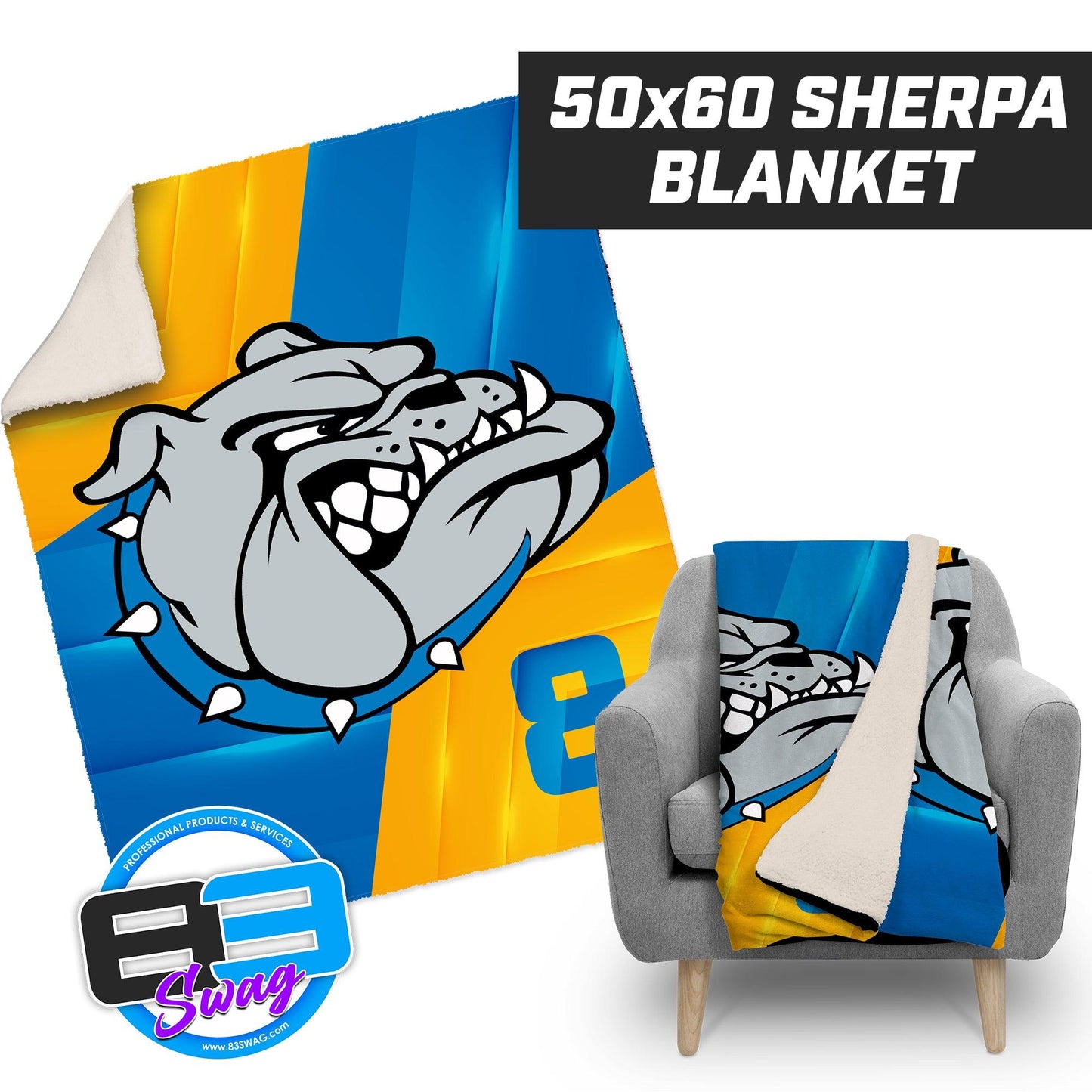 Alden Bulldogs Football - 50”x60” Plush Sherpa Blanket - 83Swag