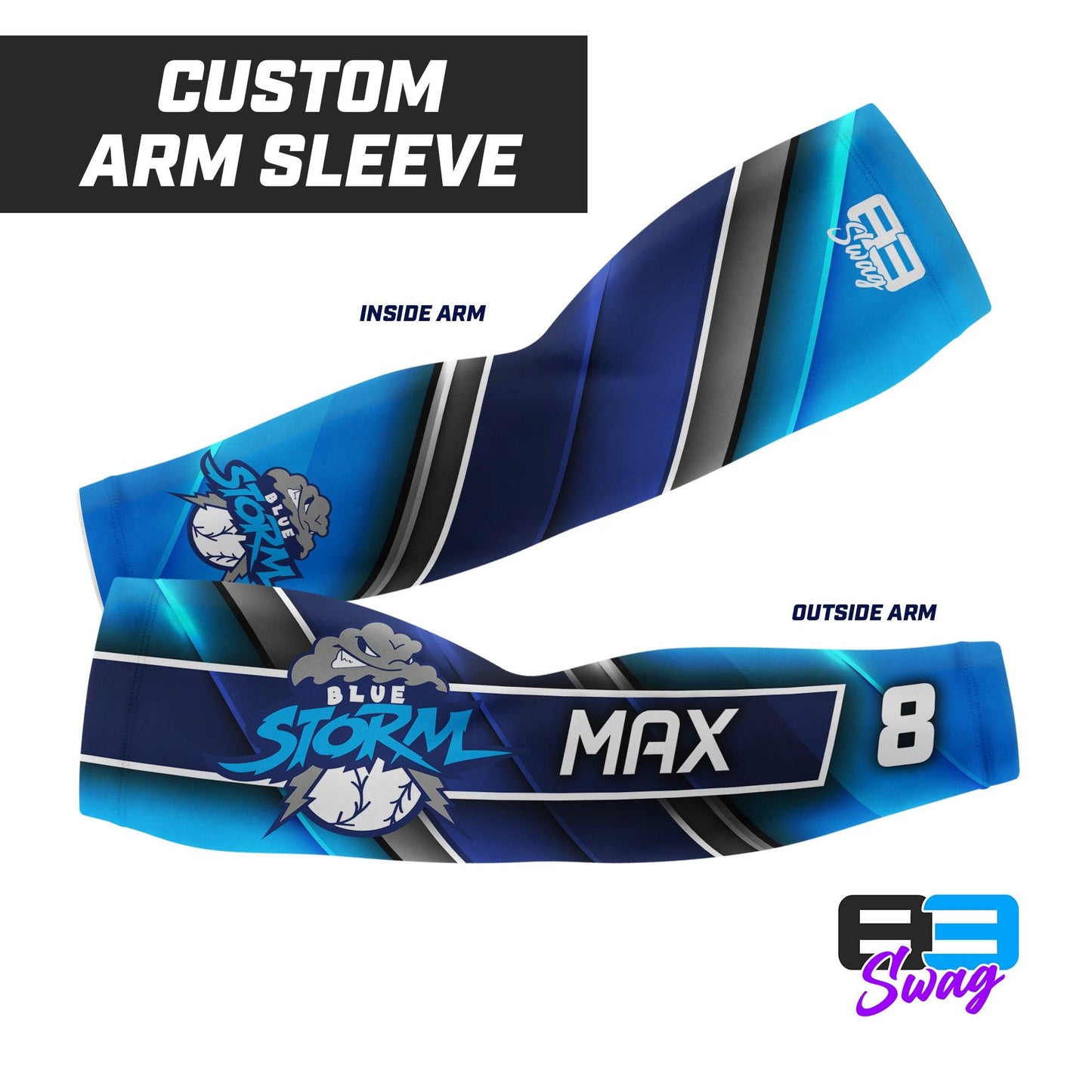 Arm Sleeve - Blue Storm Baseball - 83Swag