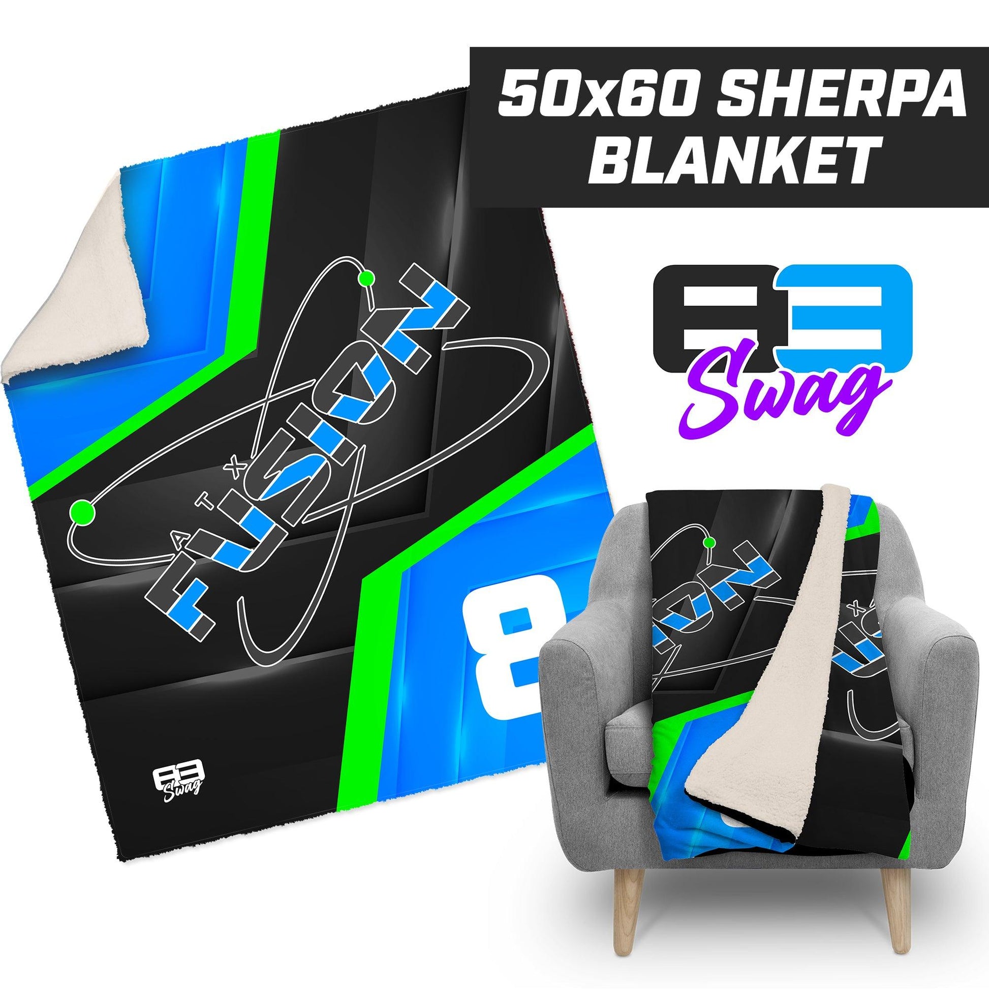 ATX Fusion Slow Pitch Softball - 50”x60” Plush Sherpa Blanket - 83Swag