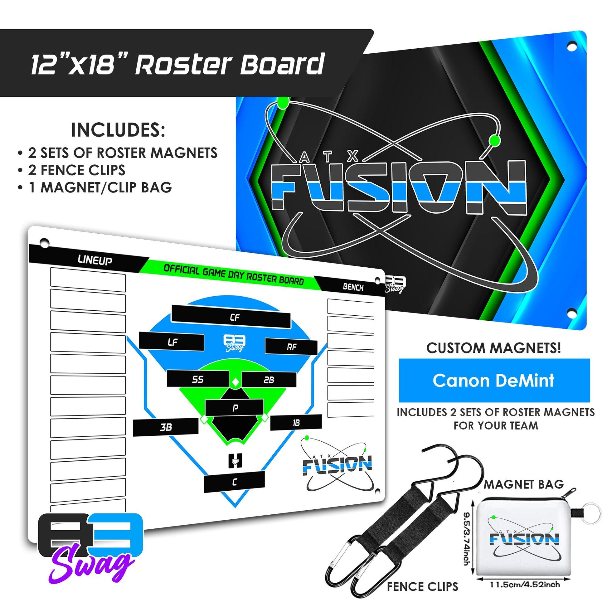 ATX Fusion Slow Pitch Softball - Custom Team Roster Magnetic Board - 83Swag