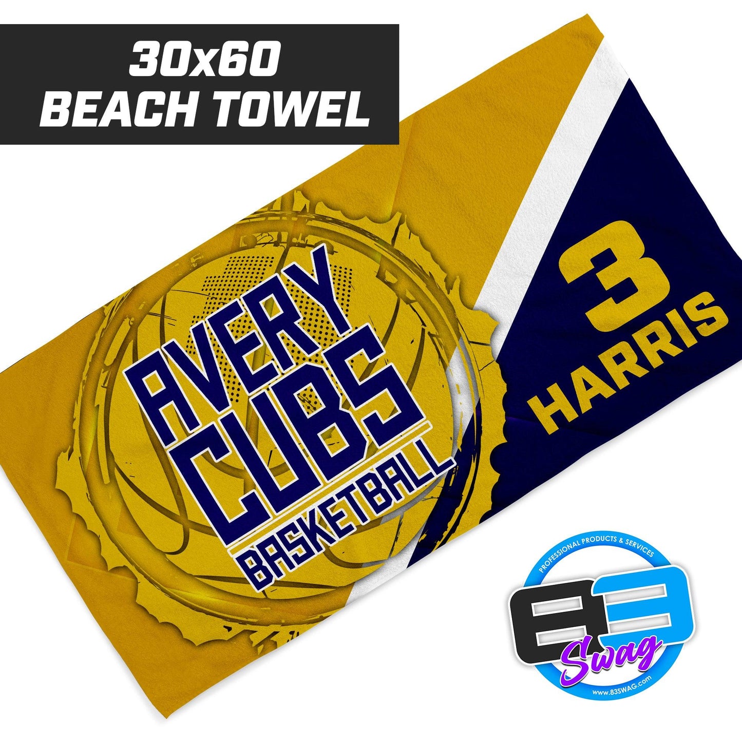 Avery Cubs Basketball - 30"x60" Beach Towel - 83Swag