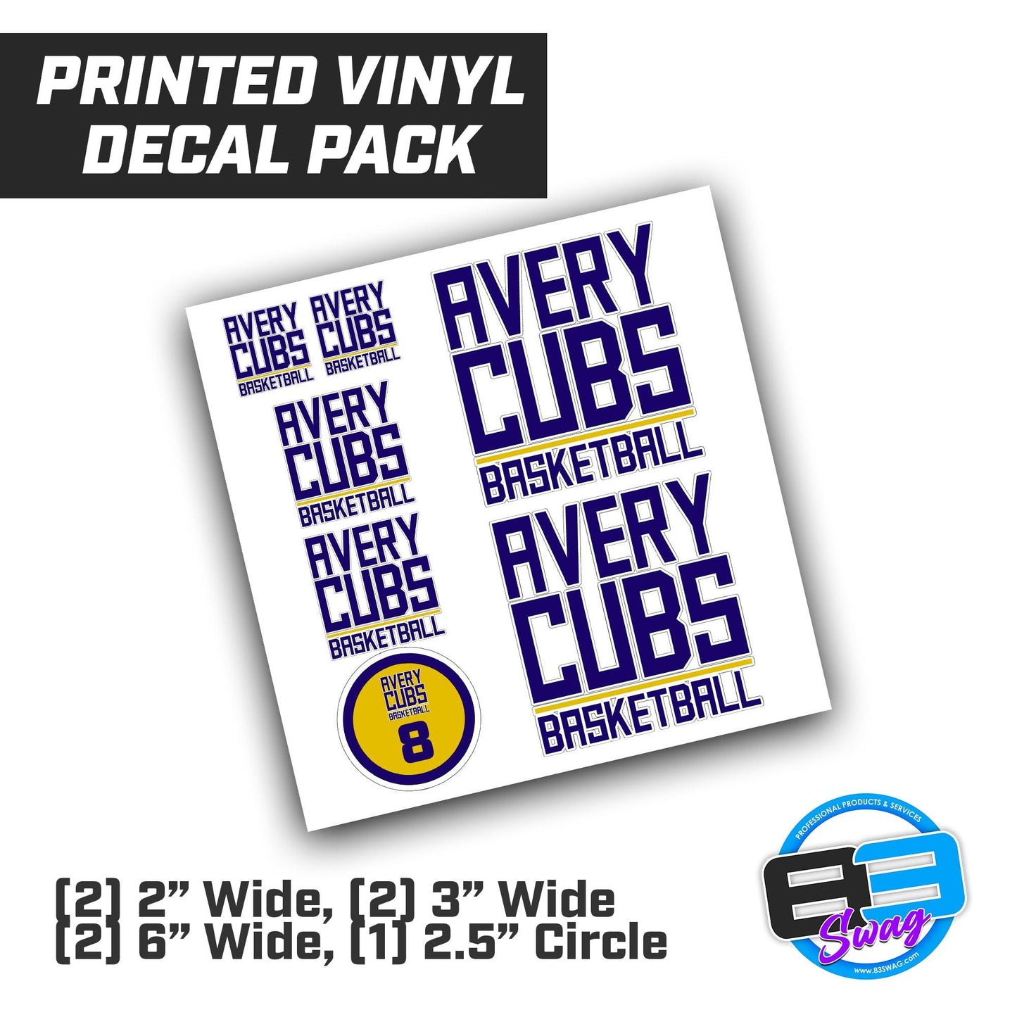 Avery Cubs Basketball - Logo Vinyl Decal Pack - 83Swag