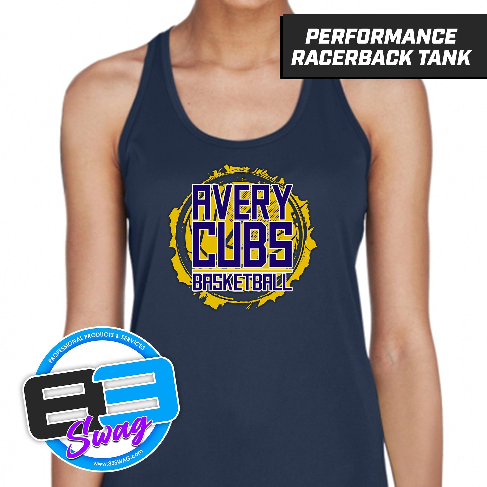 Avery Cubs Basketball - Women's Zone Performance Racerback Tank - 83Swag