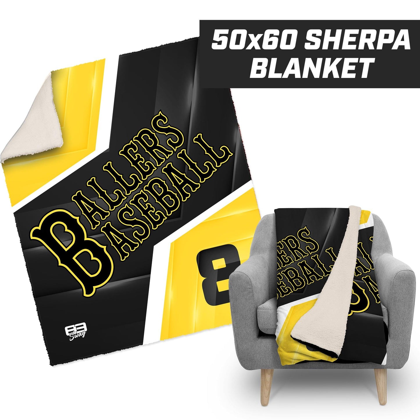 Ballers Baseball - 50”x60” Plush Sherpa Blanket - 83Swag