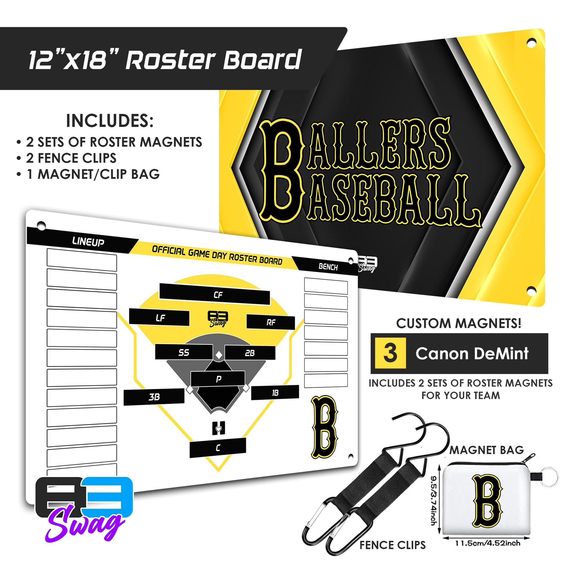 Ballers Baseball - Custom Team Roster Magnetic Board - 83Swag