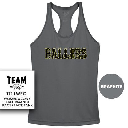 Ballers Baseball - LOGO 2 - Women's Zone Performance Racerback Tank - 83Swag