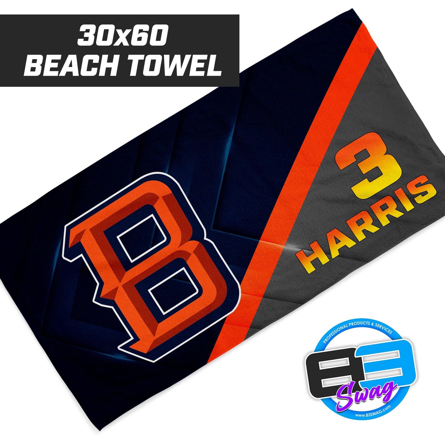 Baytown Broncos Football - 30"x60" Beach Towel - 83Swag