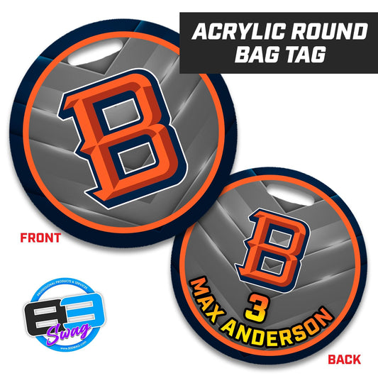 Baytown Broncos Football - 4" Circle Hard Acrylic Bag Tag - 83Swag