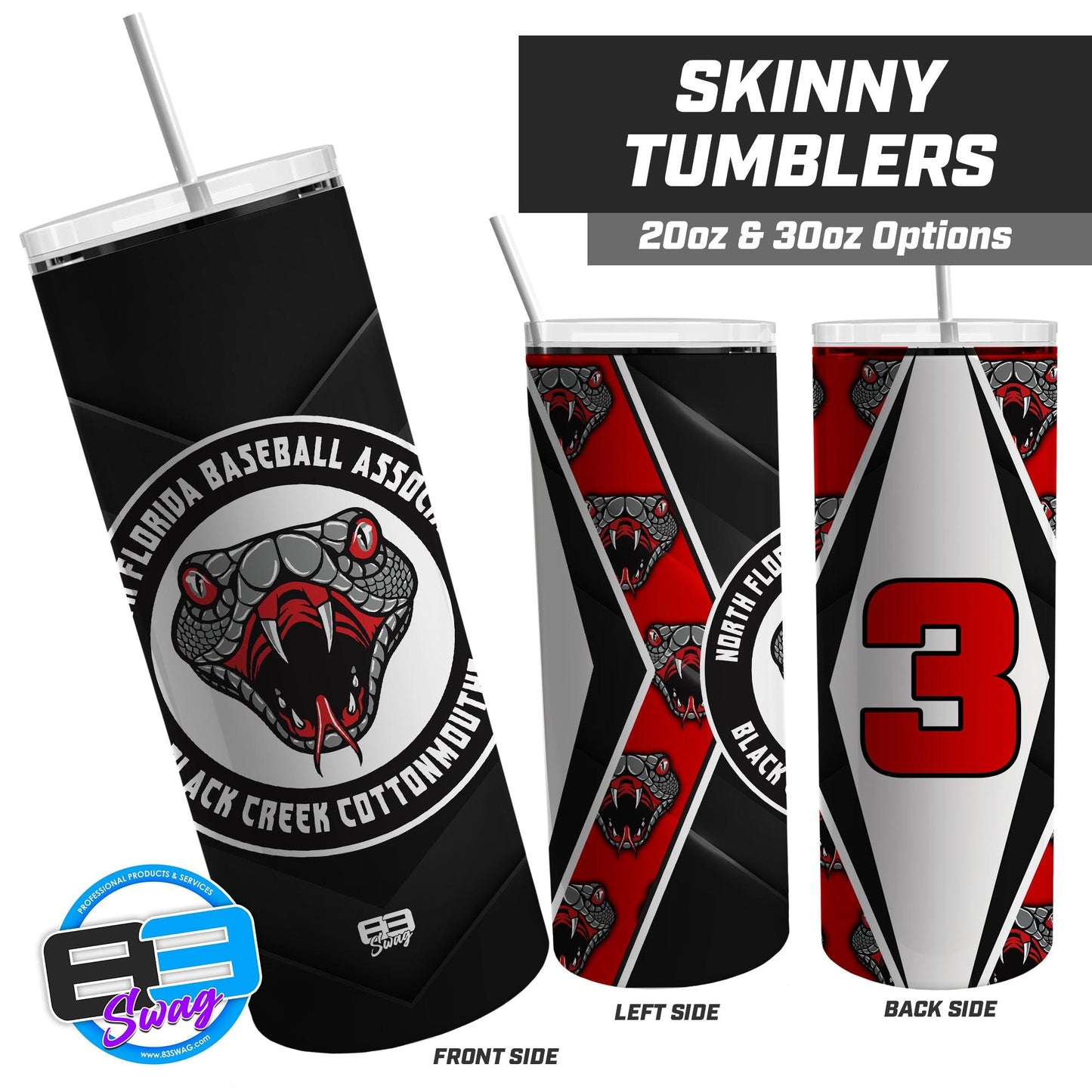 Black Creek Cottonmouths - 20oz & 30oz Skinny Tumbler - 83Swag