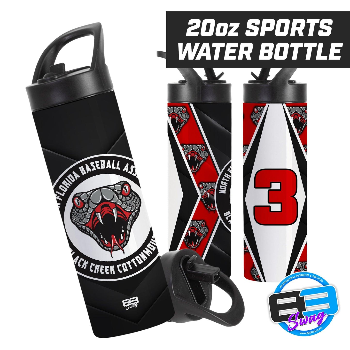 Black Creek Cottonmouths - 20oz Sports Tumbler - 83Swag