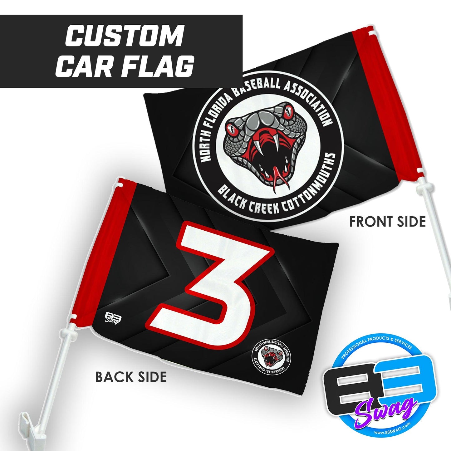 Black Creek Cottonmouths - Car Flag - 83Swag