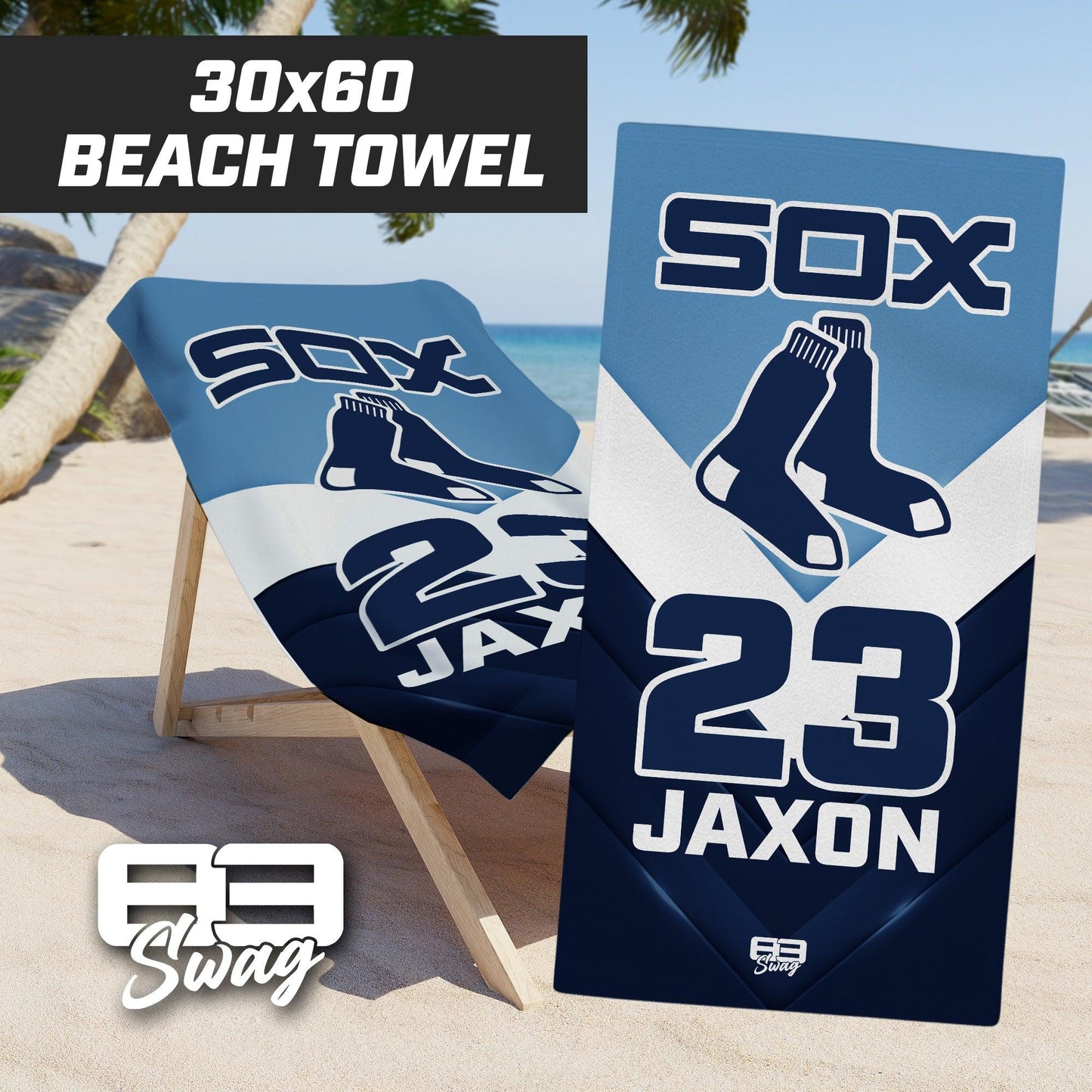 Blue Sox - 30"x60" Beach Towel - 83Swag