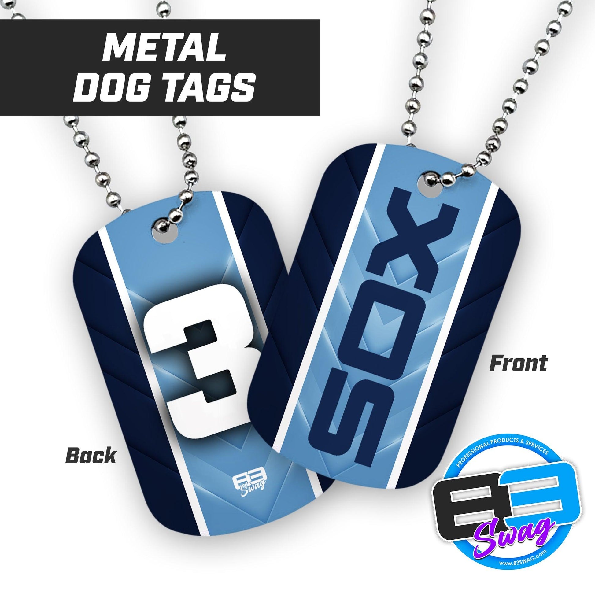 Blue Sox - Double Sided Dog Tags - Includes Chain - 83Swag
