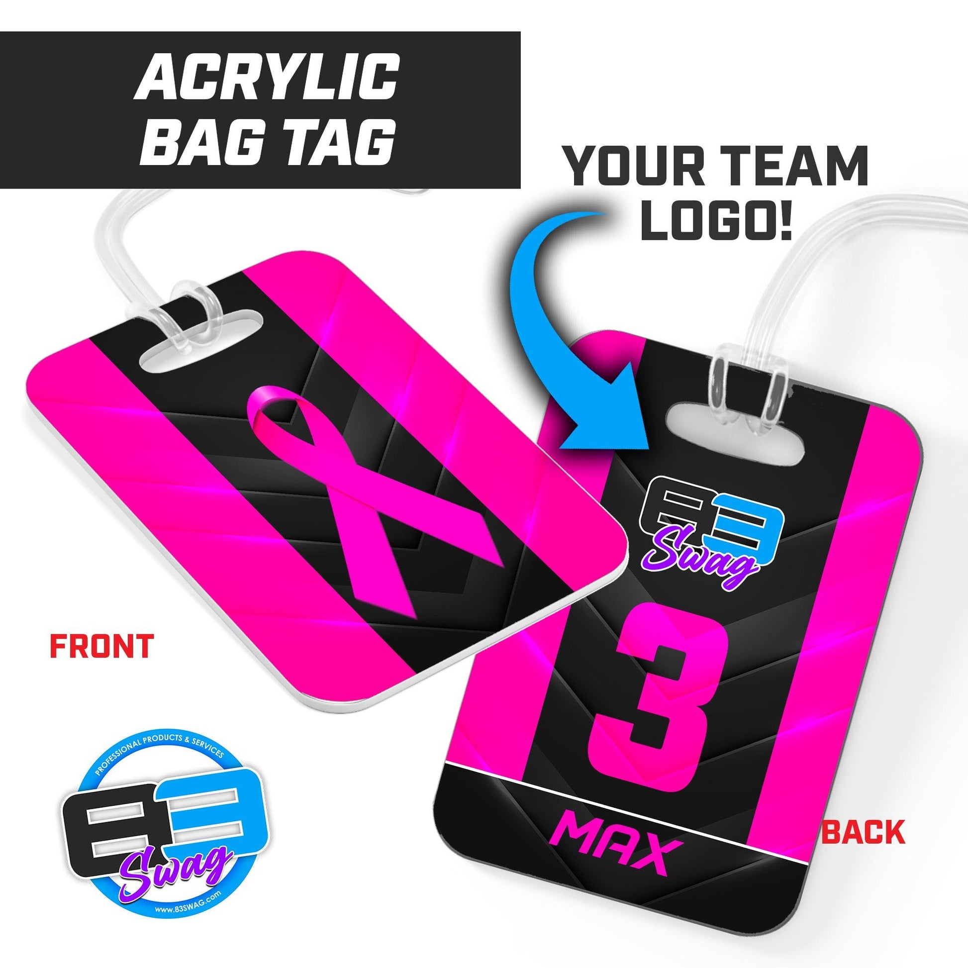 Breast Cancer Awareness - Hard Acrylic Bag Tag - 83Swag