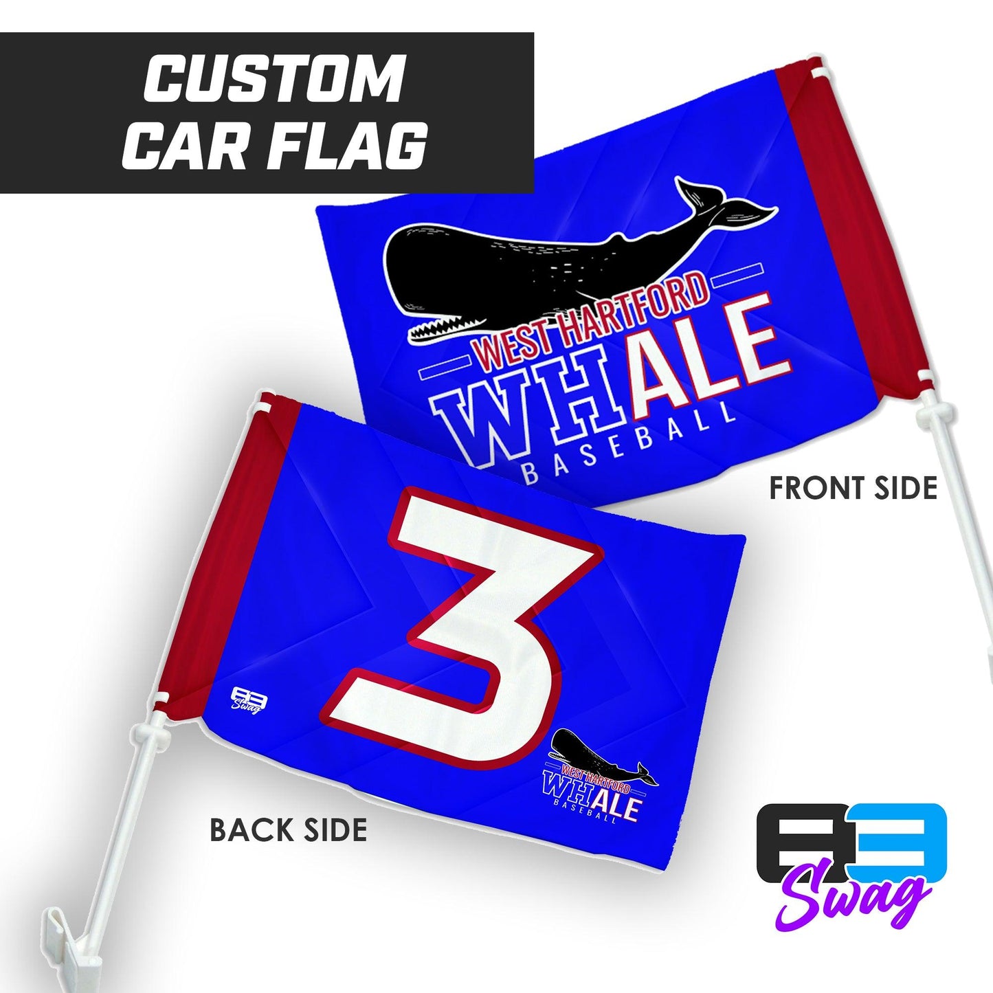 Car Flag - West Hartford Whale Baseball - 83Swag