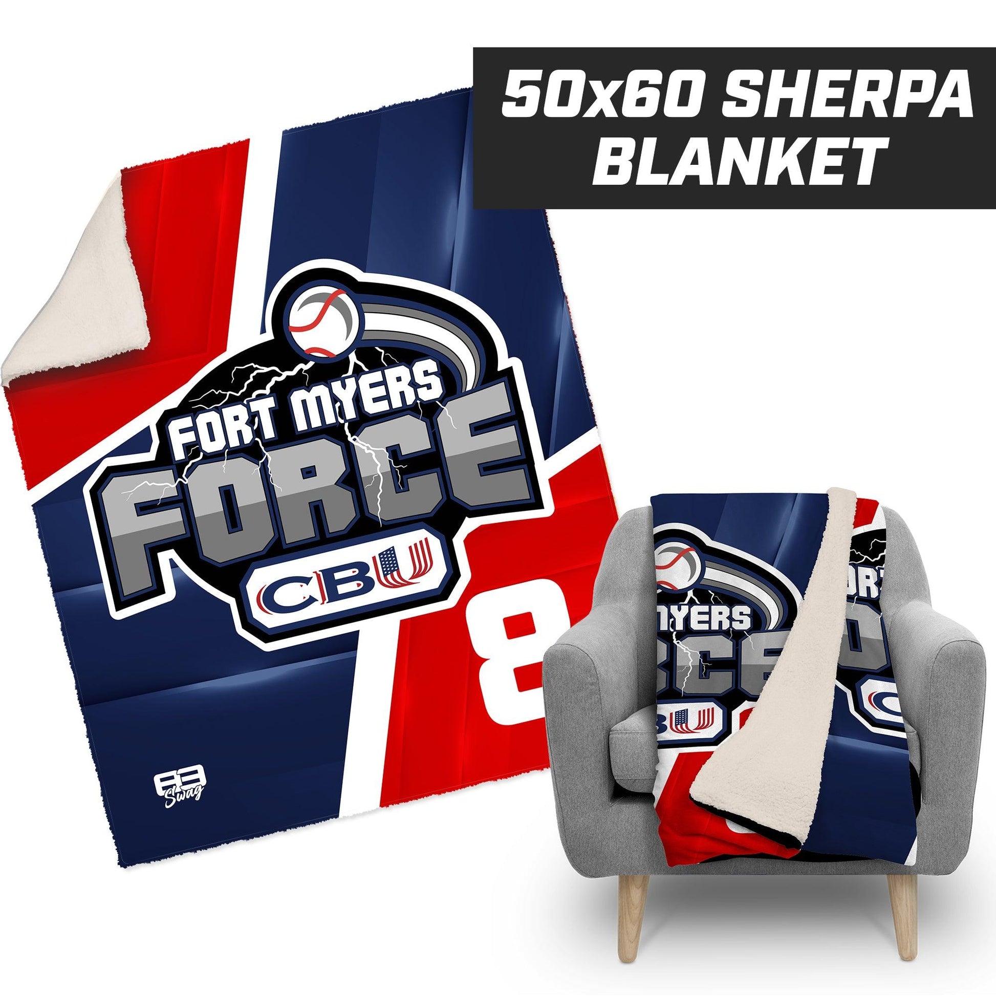 CBU Fort Myers Force - 50”x60” Plush Sherpa Blanket - 83Swag