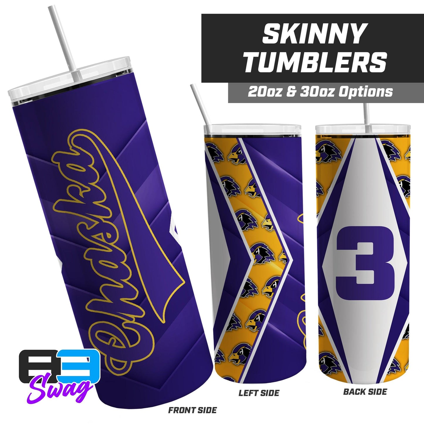 Chaska Hawks Baseball - 20oz & 30oz Skinny Tumbler - 83Swag