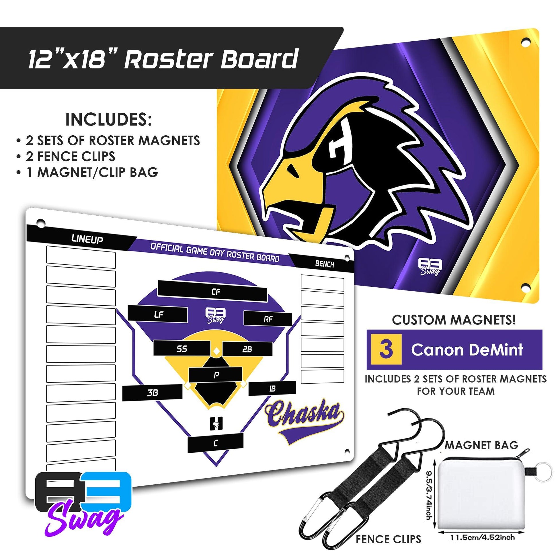 Chaska Hawks Baseball - Custom Team Roster Magnetic Board - 83Swag