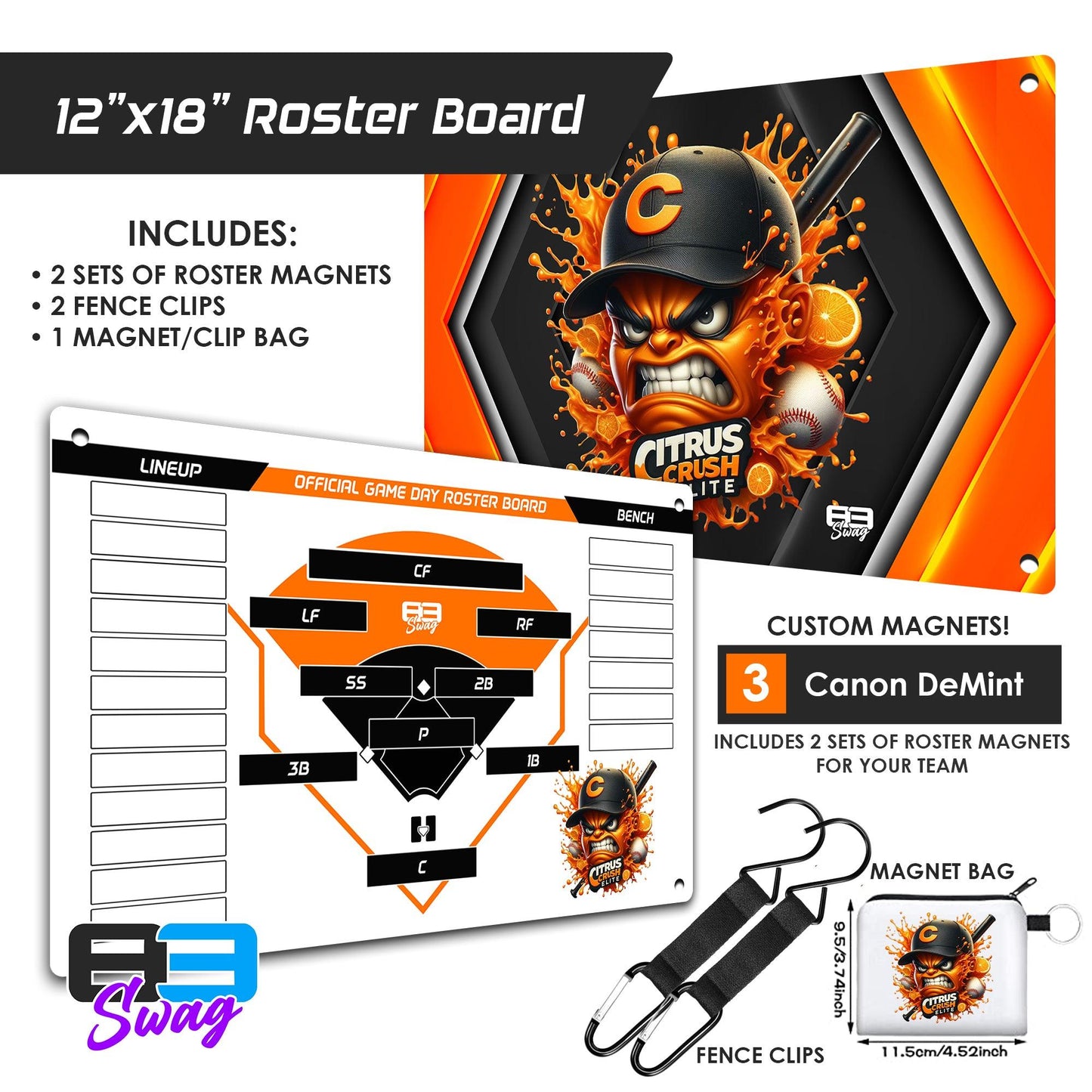 Citrus Crush Elite Inc - Custom Team Roster Magnetic Board - 83Swag