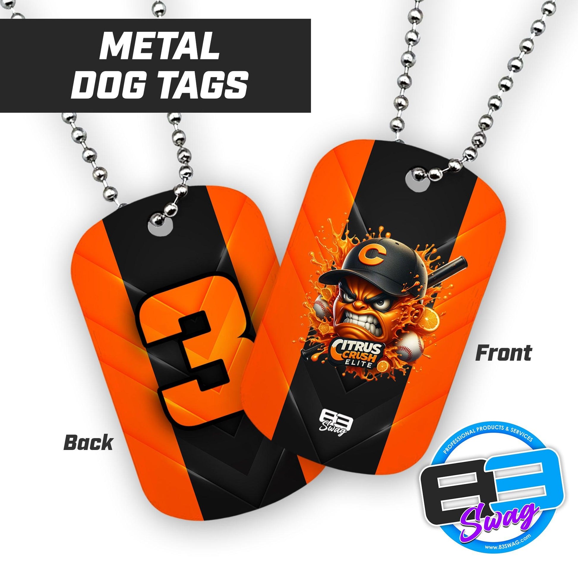 Citrus Crush Elite Inc - Double Sided Dog Tags - Includes Chain - 83Swag