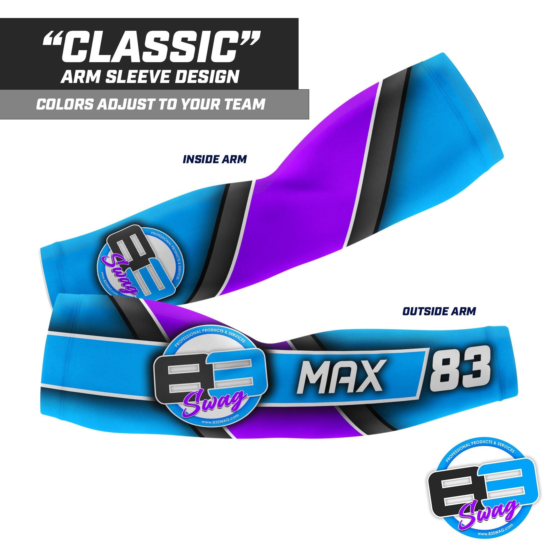 CLASSIC Design - Custom Arm Sleeve - Supply Your Team Logo & Colors! - 83Swag