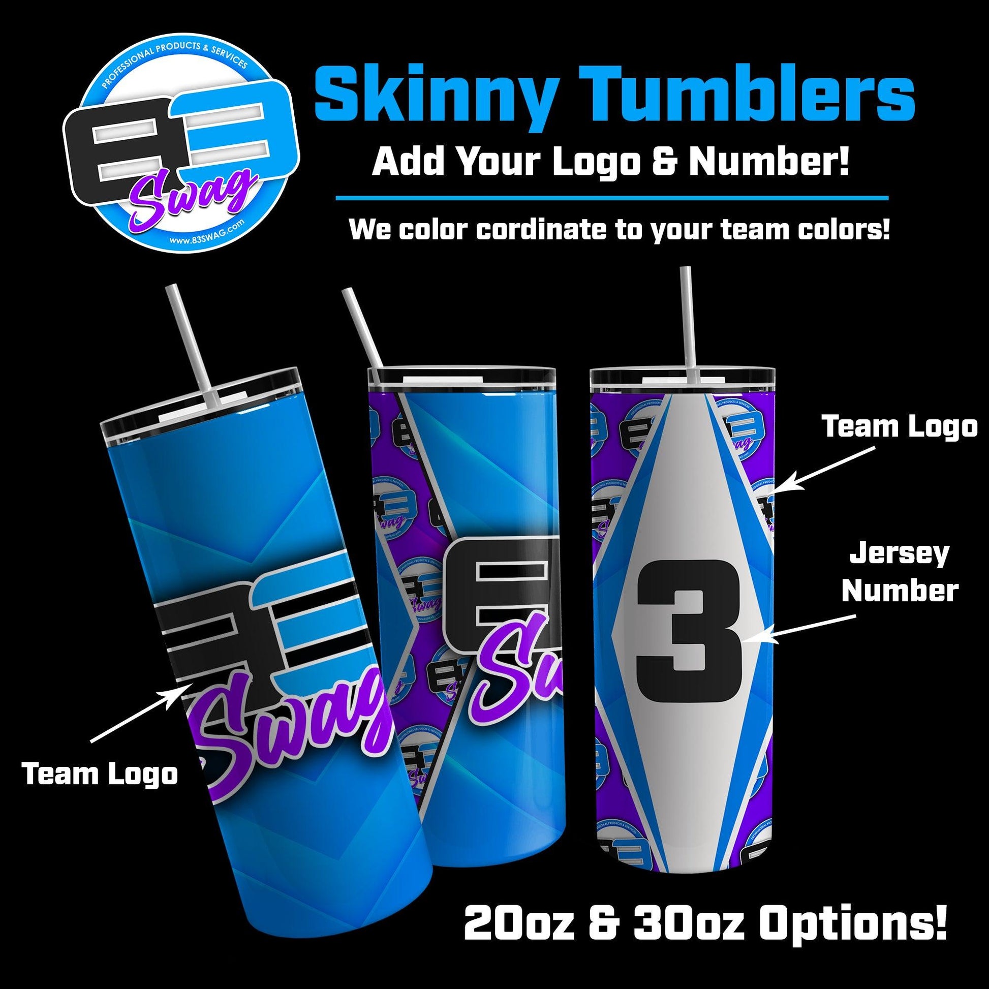 Custom 20oz & 30oz Skinny Tumbler - 83Swag