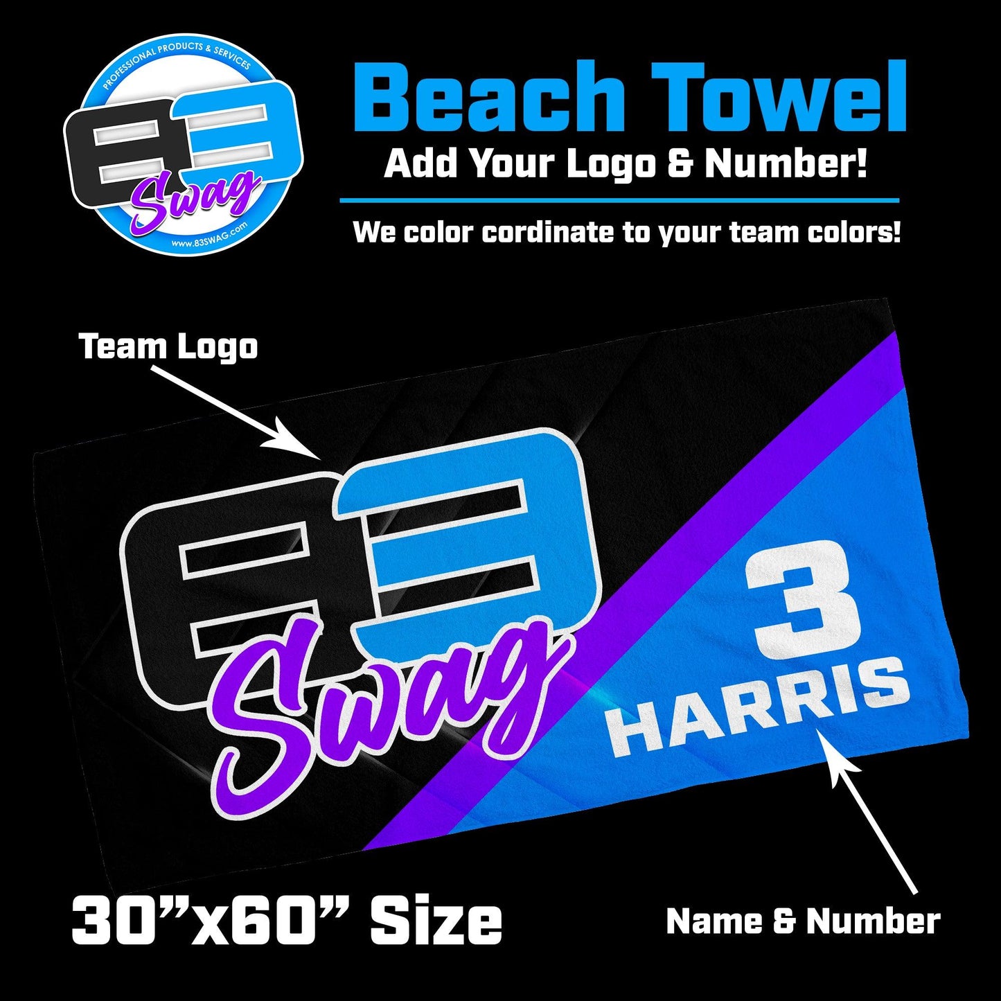 Custom 30"x60" Beach Towel - 83Swag