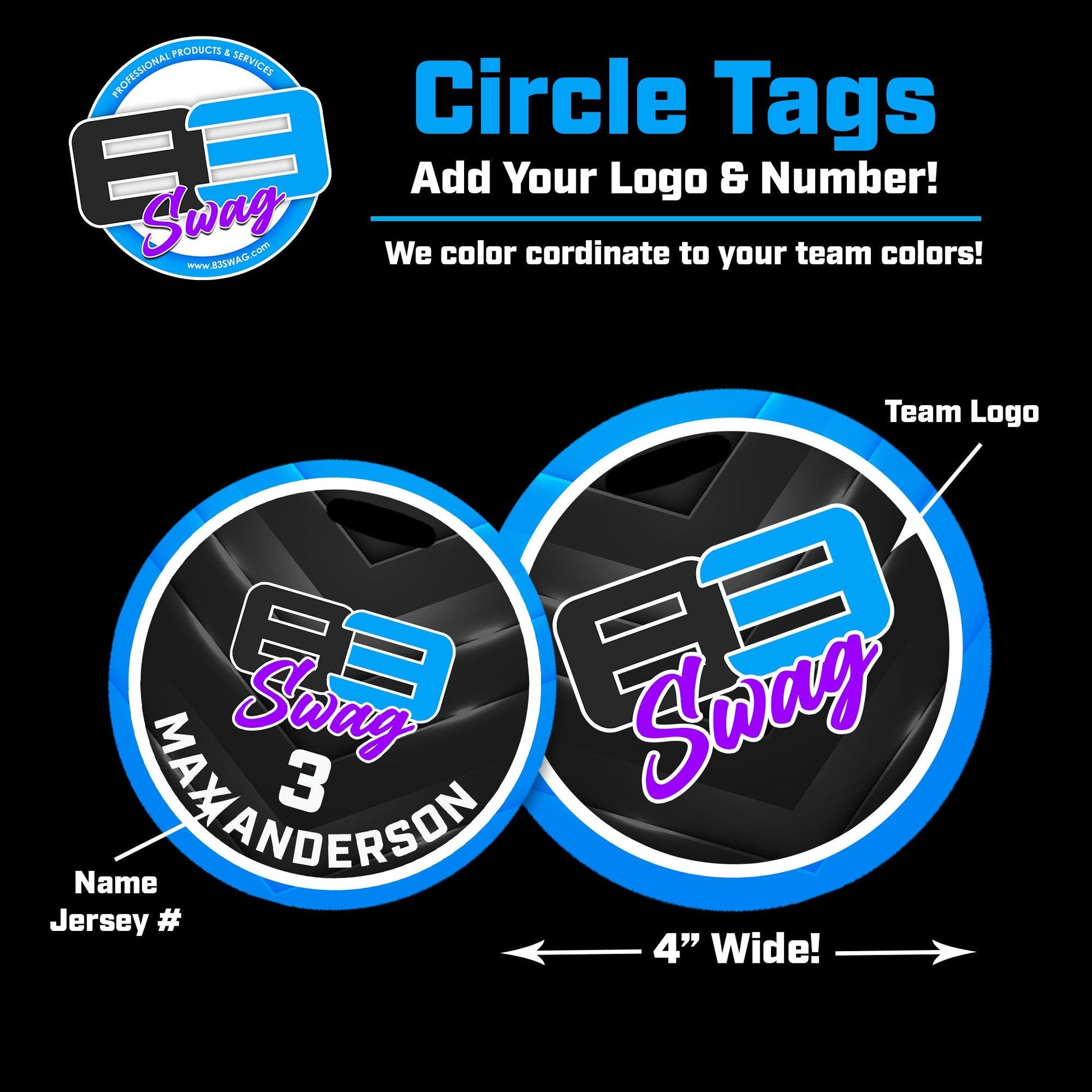 Custom 4" Circle Hard Acrylic Bag Tag - 83Swag