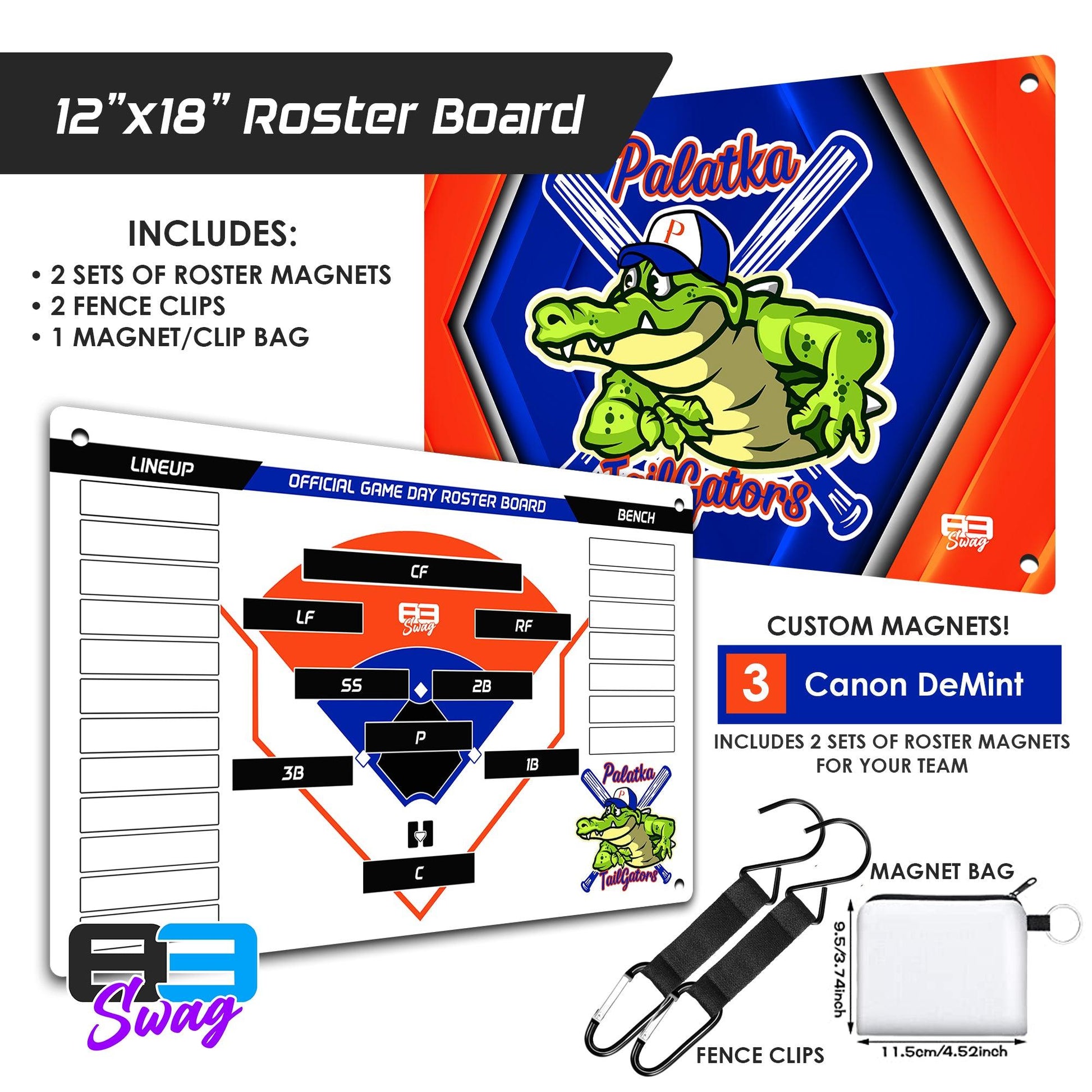 Custom Team Roster Magnetic Board - Palatka TailGators Baseball - 83Swag