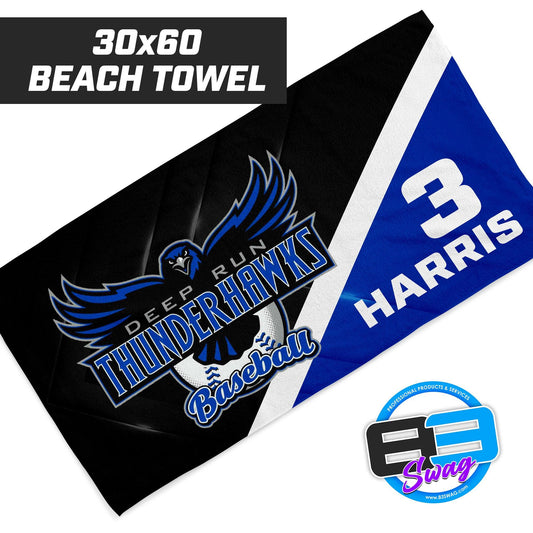 Deep Run Thunderhawks Baseball - 30"x60" Beach Towel - 83Swag