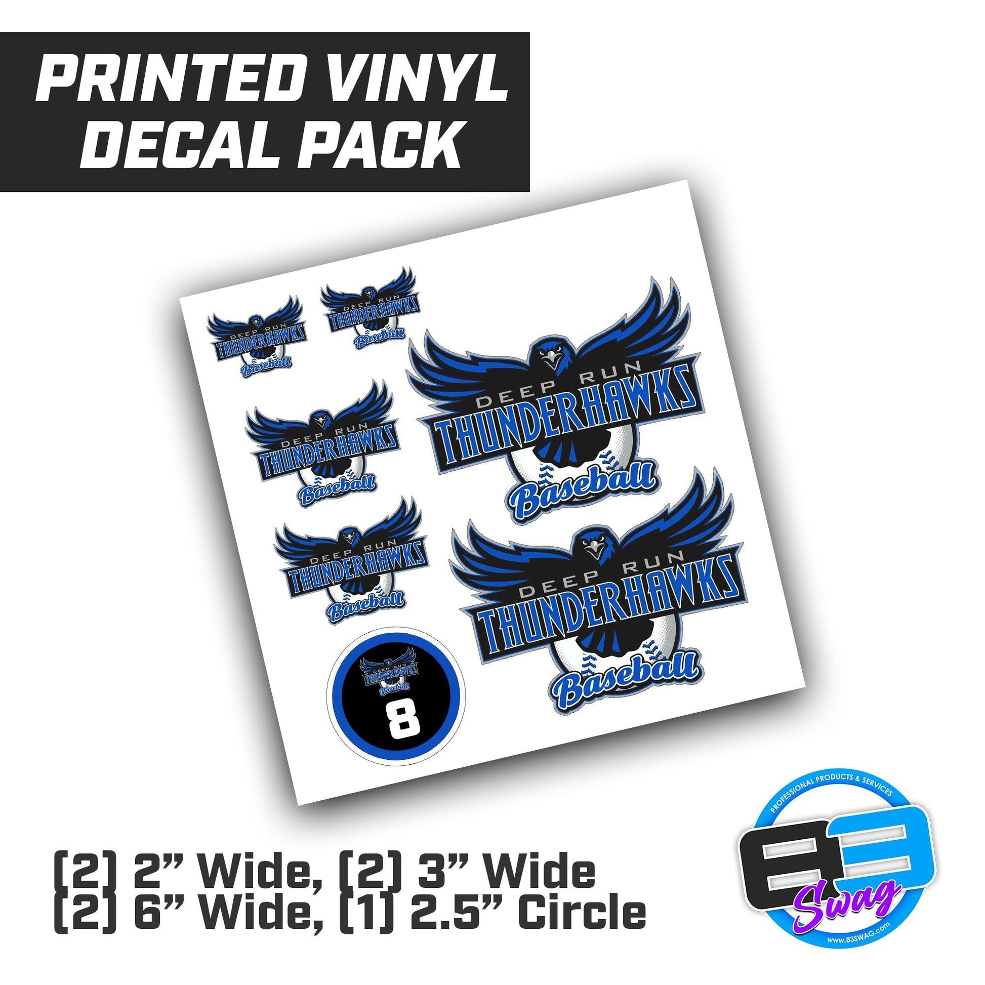 Deep Run Thunderhawks Baseball - Logo Vinyl Decal Pack - 83Swag