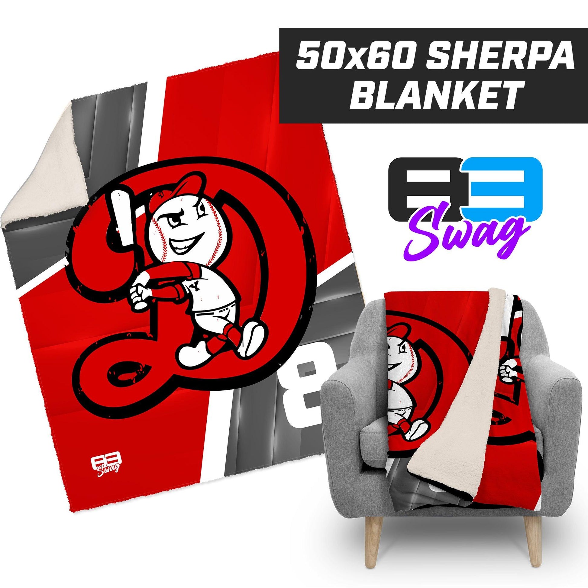 Dingers Baseball - 50”x60” Plush Sherpa Blanket - 83Swag